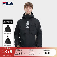 FILA 斐乐男士上衣两件套2023冬时尚休闲舒适机能风外套 正黑色-BK 180/100A/XL