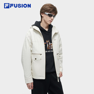 FILA FUSION斐乐潮牌棉服男2024春时尚休闲连帽复古工装夹克 灰麦色-BG 170/92A/M