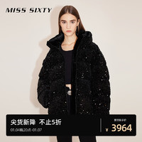 MISS SIXTY丝绒珠片绣羽绒外套女轻奢高级感鸭绒保暖 黑色 S