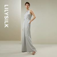 LILYSILK 莉莉秀客 银灰色挂脖镂空连体裤宴会节日礼服个性连体服