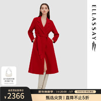 ELLASSAY歌力思翻领羊毛羊绒毛呢大衣女EWD344D04200 正红色 XS