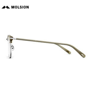 陌森（Molsion）眼镜架男士金丝边眉框半框眼镜MJ6182 B80框+0度防蓝光