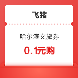  含3元火车票券、10元机票、10元酒店、5元电影票优惠券等！飞猪哈尔滨文旅优惠券包