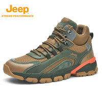 Jeep男鞋冬季透气户外徒步登山鞋软底防滑运动工装鞋子男 绿色 44