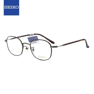 SEIKO 精工 眼镜框男女款全框钛+板材复古眼镜架近视配镜光学镜架H03092 163 48mm 玳瑁+中灰色