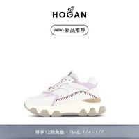 HOGAN 女鞋2024早春HYPERACTIVE系列时尚休闲复古猫爪鞋老爹鞋 白/紫 34.5