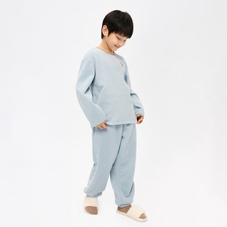 Gap男女童冬季2023LOGO睡衣睡裤两件套889903儿童装家居服 蓝色 155cm(14)亚洲尺码