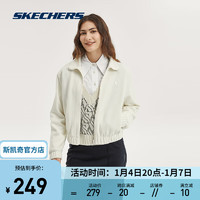 斯凯奇（Skechers）秋冬季气质雅钻系列女子针织外套L323W054 棉花糖白/0074 M