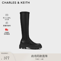 CHARLES&KEITH23冬季弹力长筒靴瘦瘦靴女CK1-90580187 Black黑色 39