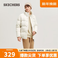 SKECHERS 斯凯奇 男子梭织短款羽绒外套L423M176 米白色/00PS XL