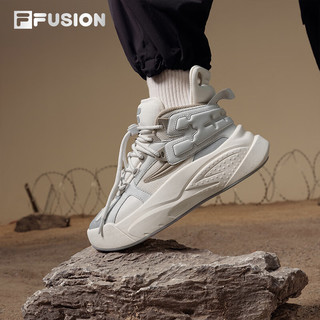 FILA FUSION斐乐潮牌女鞋THE MASH复古篮球鞋2024春季运动鞋 奶白/幽灵灰-GG 38.5