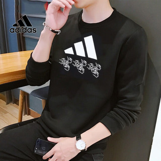 阿迪达斯 （adidas） 男装 春季运动服跑步训练舒适保暖户外圆领卫衣套头衫 GM4446-大徽标/混纺面料 3XL/190/112