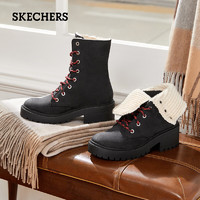 SKECHERS 斯凯奇 长靴冬季保暖休闲靴子时尚女靴 167059-BKNT 黑色/自然色 35.5