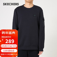 斯凯奇（Skechers）男子运动舒适针织套头卫衣休闲时尚圆领长袖上衣P124M006