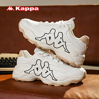 Kappa 卡帕 运动鞋男女同款轻便软底休闲老爹鞋子潮鞋 白黑色 42
