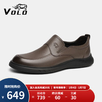 VOLO 犀牛男鞋商务休闲皮鞋男士轻便舒适软皮软底皮鞋 棕色 41