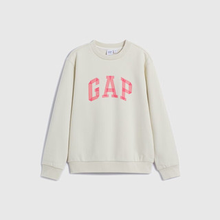 Gap女童2023冬LOGO软磨抓绒卫衣837140儿童装休闲装 米白色 120cm(XS)亚洲尺码