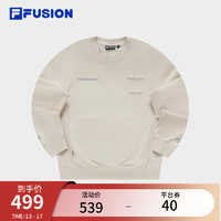 FILA FUSION斐乐潮牌款针织套头衫长袖宽松卫衣 灰麦色-BG 180/100A/XL