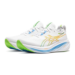 ASICS 亚瑟士 跑步鞋男鞋缓震透气运动鞋舒适耐磨回弹跑鞋 GEL-NIMBUS 26 白色/蓝色 42.5