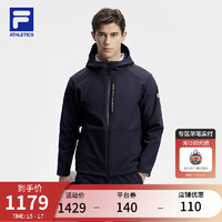 FILA 斐乐 男士梭织外套2024春宽松加绒运动连帽上衣 RD宝蓝-NV 170/92A/M