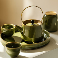 摩登主妇功夫茶具套装中式客厅家用陶瓷茶壶下午茶陶瓷泡茶壶整套茶具 功夫茶茶具套装-礼盒装 5件