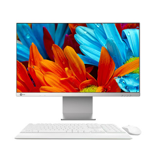 联想来酷 Lecoo一体台式机电脑23.8英寸高清办公商务家用（R5 5560U 8G 512G SSD Windows11 无线键鼠）白色