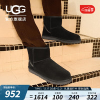 UGG 冬季男士舒适平底纯色短筒迷你短靴雪地靴1115565-2 BLK  黑色 40