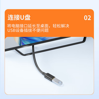 值计（ZLEUE）USB3.0延长线公对母 高速传输数据连接线电脑U盘鼠标键盘打印机分线器扩展延长线2米ZL-U3020