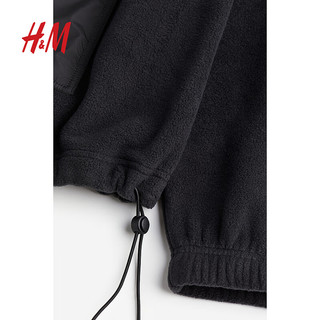 H&M男装卫衣时尚保暖休闲宽松版型抓绒上衣1210624 黑色 XS