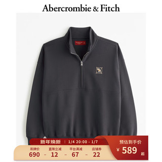 ABERCROMBIE & FITCH【龙年系列】男女同款 新年小麋鹿半拉链外套运动卫衣 355432-1 深灰色 XS (170/84A)