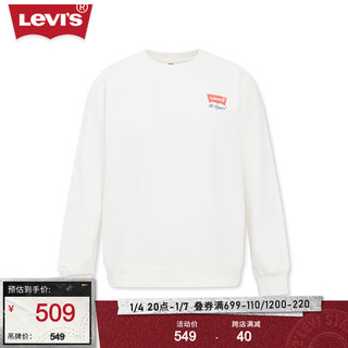 Levi's李维斯24春季男士圆领卫衣LOGO刺绣百搭美式复古 白色 A9219-0000 S