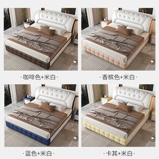 法岚卡（FLANCARD）现代极简双人床现代简约卧室床主卧大床1.8m*2.0m高箱储物床婚床 床(留言备注颜色) 1.5x2米3抽屉床