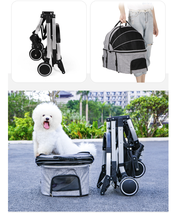 PLUS会员：DO DO PET 宠物折叠推车  黑色（分离式提篮-铝合金车架） 建议40斤内宠物使用