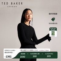 Ted Baker冬女士纯色圆领荷叶边收腰针织衫上衣272864 黑色 0