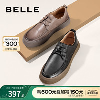 BeLLE 百丽 时尚休闲皮鞋男鞋2023秋季牛皮舒适厚底户外工装鞋子A1175CM3