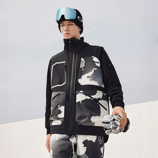 探路者（TOREAD）滑雪服防水透湿户外单板雪服舒适保暖透气三合一滑雪服23年 迷彩印花黑色 XXXL