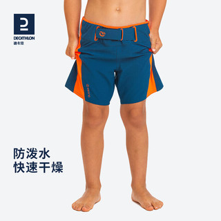 迪卡侬（DECATHLON）儿童短裤沙滩裤泳裤五分裤海边游泳速干魔术贴腰带KIDK 荧光柠绿 8Y