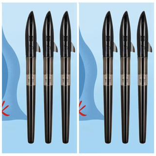 金豪(jinhao)钢笔小清新卡通鲨鱼造型男女孩初学者二三四五六年级写字练字可替换大口径通用墨囊 牛油果绿6支 EF尖+50支蓝黑色墨囊