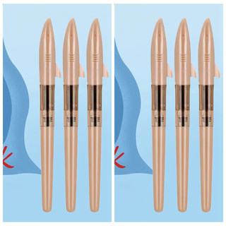 金豪(jinhao)钢笔小清新卡通鲨鱼造型男女孩初学者二三四五六年级写字练字可替换大口径通用墨囊 牛油果绿6支 EF尖+50支蓝黑色墨囊