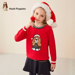 暇步士 童装男童女童圣诞款线衣时尚舒适柔软个性 珊瑚红 130cm