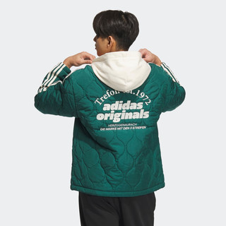 adidas阿迪达斯三叶草男装春季运动保暖绗缝连帽棉服IW6285 森林绿/奇妙白 A/M