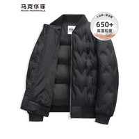 马克华菲 轻薄羽绒棒球服男90%白鸭绒羽绒服通勤外套9033K 黑色311 185/2XL(充绒量:87g)