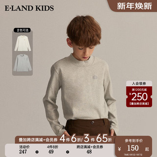 E·LAND KIDS童装冬季男童简约小高领打底长袖T恤 M/Grey麻灰色/18 165cm