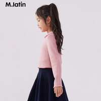 M.Latin/马拉丁童装儿童毛衣23冬装女童大童拷边细节舒适半高领毛衣 粉红 150cm