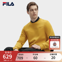 FILA 斐乐男子针织套头衫2024春季时尚休闲简约基础卫衣 海菊黄-MT 165/88A/S