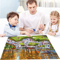 御贡坊欧洲秋天广场1000片木质拼图成人diy创意女孩儿童玩具