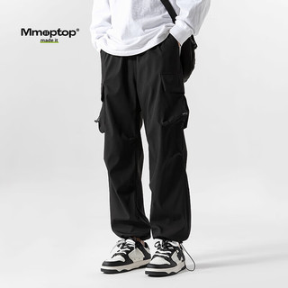 MMOPTOP潮流工装裤子男士冬季美式宽松运动直筒阔腿休闲裤S6603黑色M