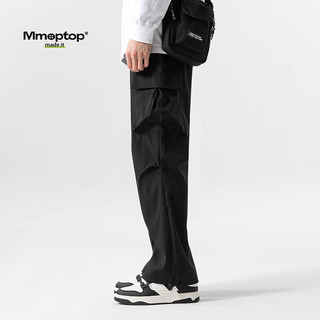 MMOPTOP潮流工装裤子男士冬季美式宽松运动直筒阔腿休闲裤S6603黑色M