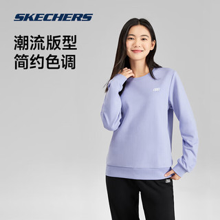 斯凯奇（Skechers）运动卫衣舒适套装男女同款加绒百搭圆领休闲户外套装L423W161 女款/甜薰衣草色/01DU XXL