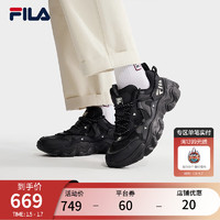 FILA 斐乐 FLUID V复古运动鞋男2024春猫爪鞋休闲鞋老爹鞋 黑-BK 42